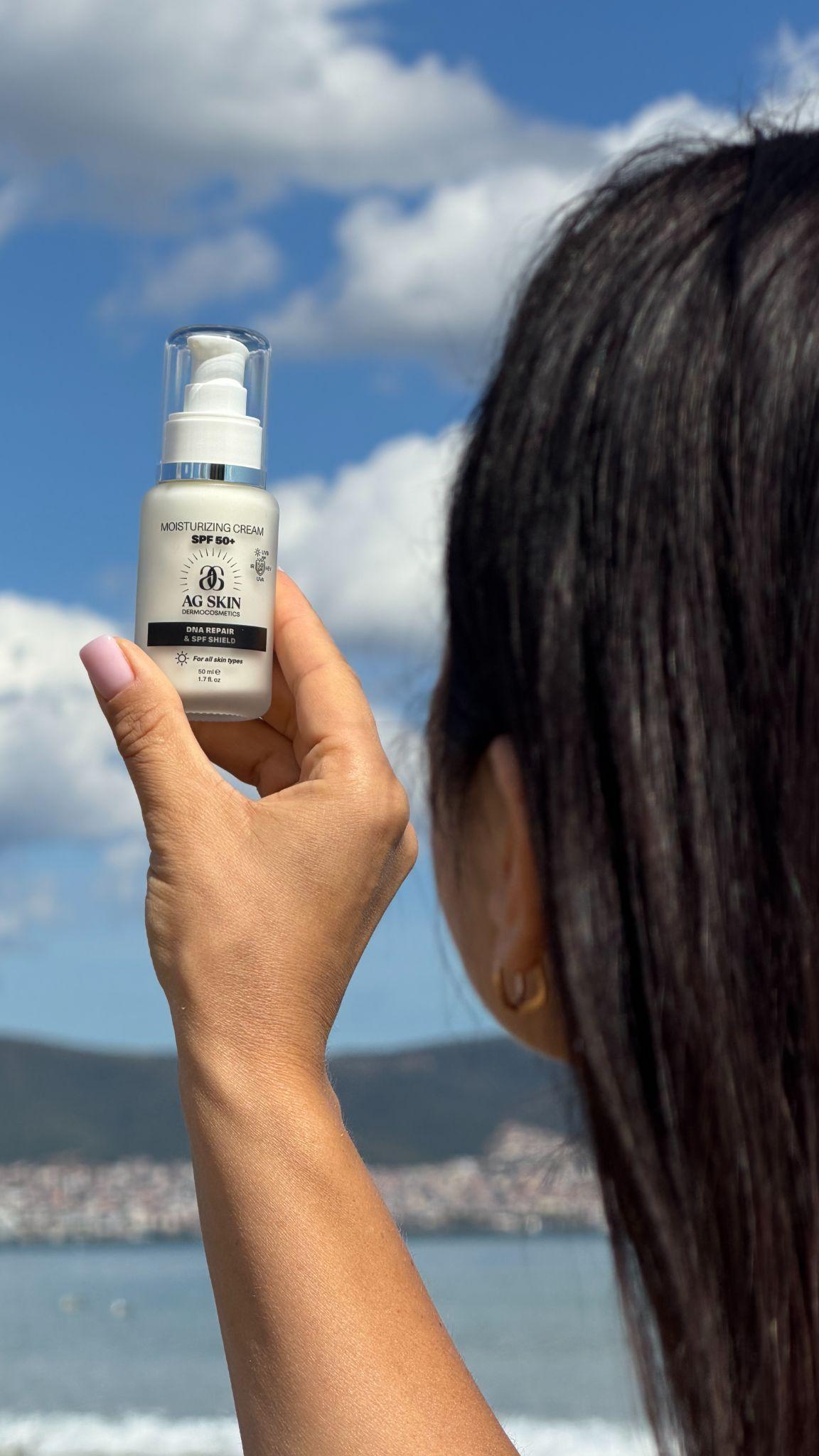 An AG SKIN cosmetic photographed on the Bulgarian coast